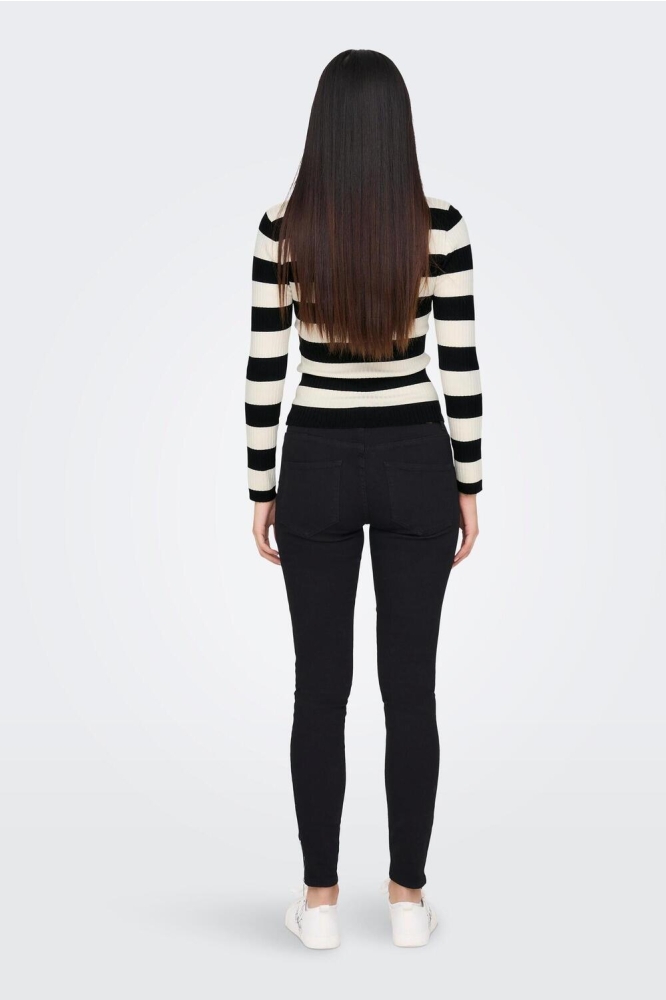 JDYPLUM L/S O-NECK STRIPE PULLOVER 15277223 BLACK/EGGNOG
